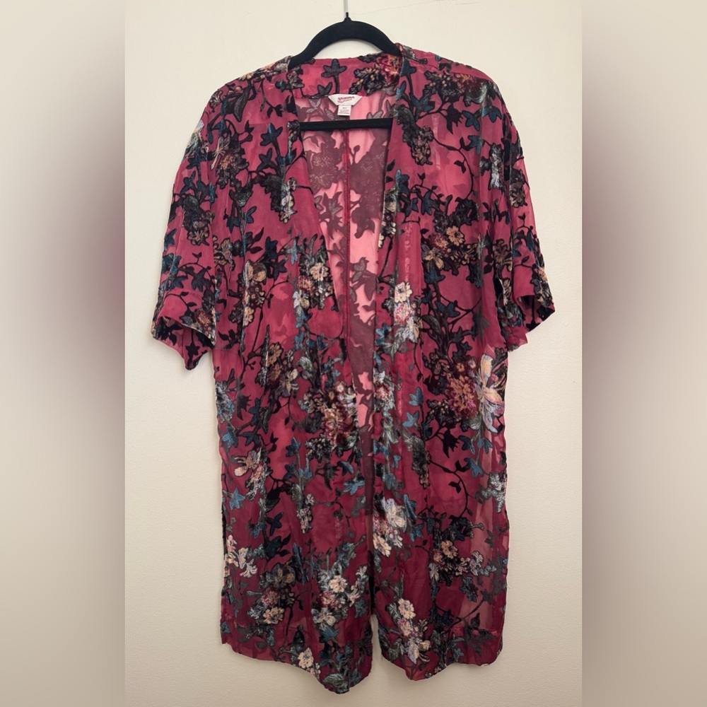 Arizona Jean Company Floral Sheer Open Front Kimono